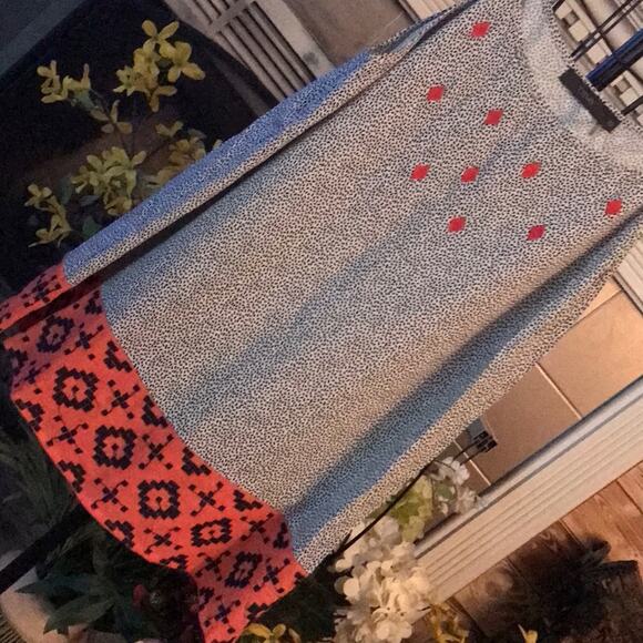 Anthropologie THML Sz XS Red Black geometric print embroidered longer tank - Picture 3 of 6